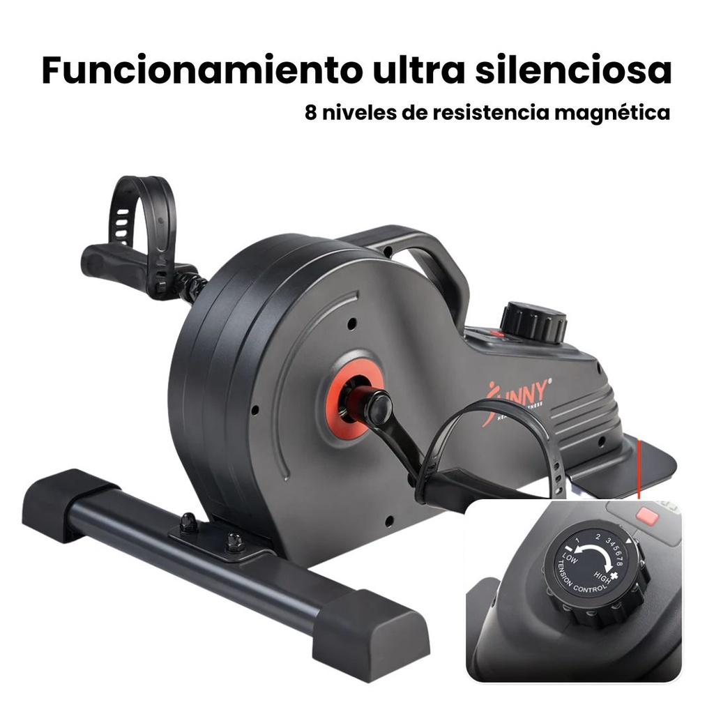 Sunny Health & Fitness Mini Bicicleta con Pedales de Ciclo Magnético Debajo del Escritorio SF-B0891SMART