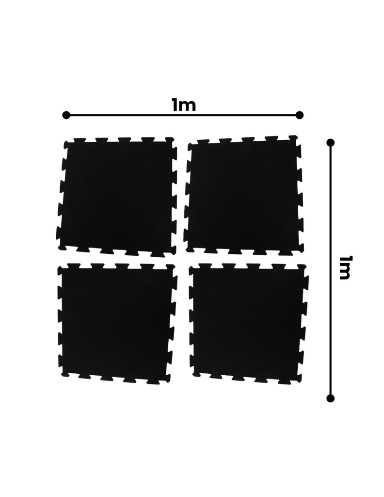 Infinité Piso Comercial 7 mm (+-1mm) 4 lozetas tipo rompecabezas 50x50 cm Negro IF-Piso-N7BLACK
