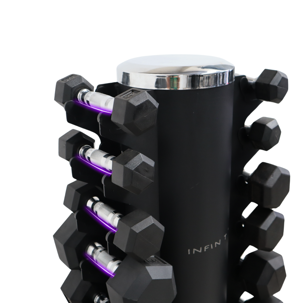 Infinité Rack de mancuernas Hexagonales/Rack Soporte para Mancuernas Vertical Para10 Pares/Dumbbell Rack 10 Pair IF-RMV10P