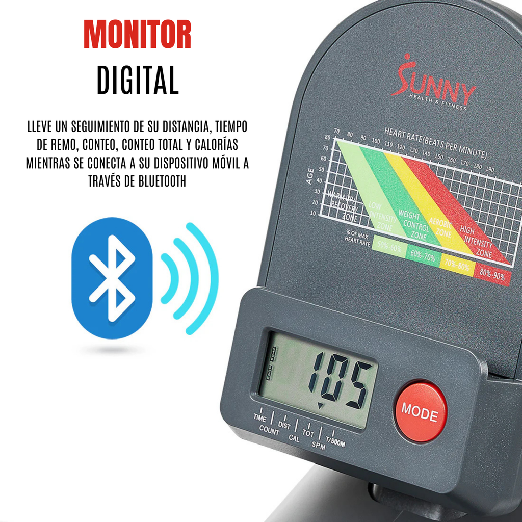 Sunny Máquina de remo magnética SMART Con  BluetoothConectividad Bluetooth SF-RW522016