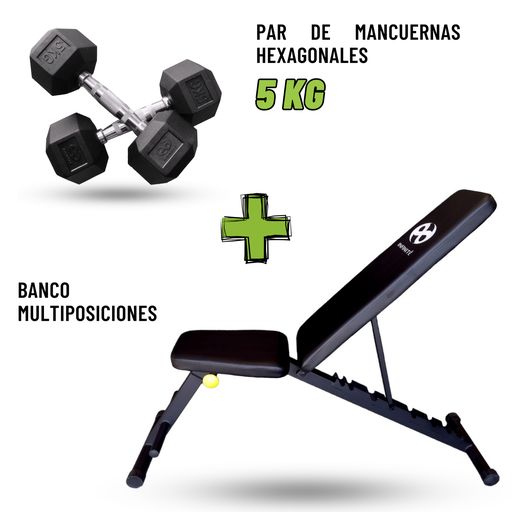 [IF-PAQB1] Infinité Banco Multiposiciones (IF-FID) + Par de Mancuernas Hexagonal 5 Kg (IF-HK5) / IF-PAQB1