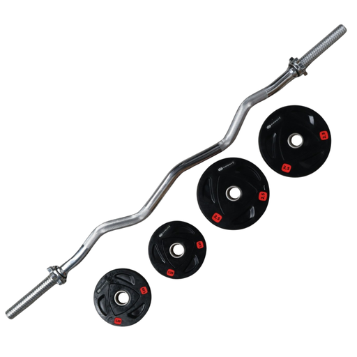 [IF-PRB47-SET] Infinité barra curva terminación roscada 28mm + Discos 1.25 kg y 2.5 kg IF-PRB47-SET